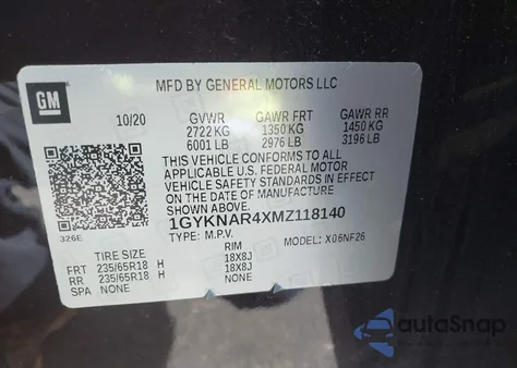 2021 Cadillac Xt5 Fwd Luxury из США, поврежденный, VIN 1GYKNAR4XMZ118140